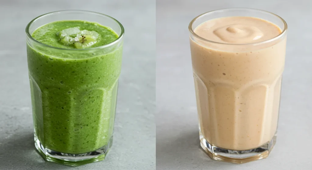 Side-by-side comparison of icy vs. creamy smoothie textures.